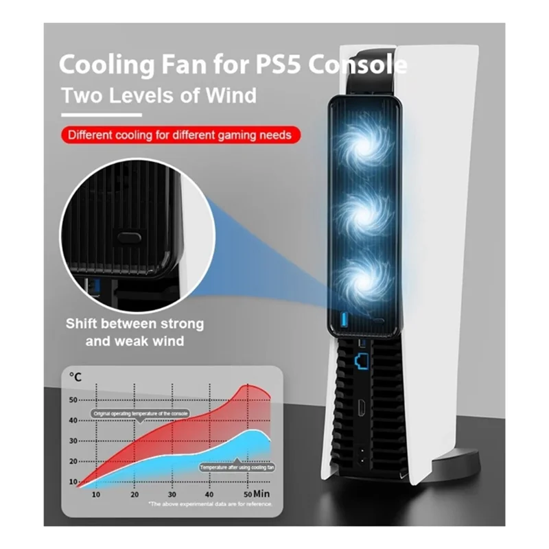 PS5 冷却ファンサイレントクーラー LED ライト付き USB3.0 ポートゲームコンソール冷却ファンホワイト簡単インストール