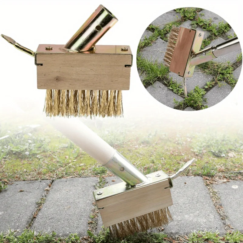 1pc Manual Crevice Weeding Tool - Long Handle Steel Wire Brush, Weed/Moss Remover for Block Paving Grout/Deck/Patio