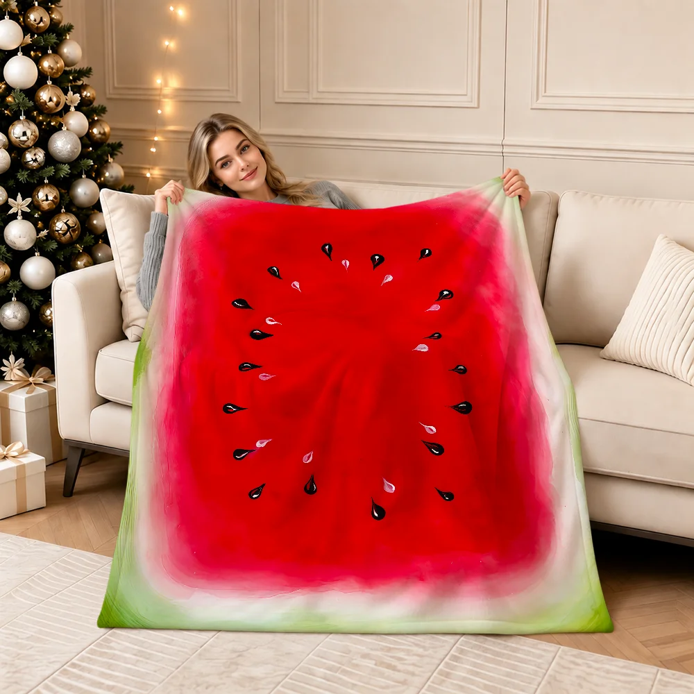 Funny Art Fashion Cartoon Watermelon Peel Warm Soft Plush Blanket For Sofa Living Room Nap Home Bedroom Gift Flannel Pet Hogar