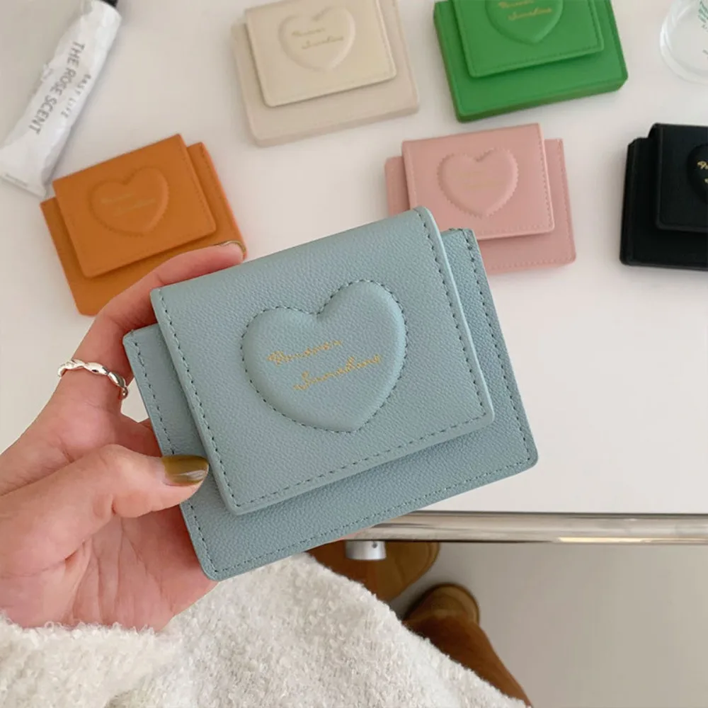 

Simple Cute Love Heart Wallet Macaron Color Korean Style Ultra-thin Coin Purse Business Casual Solid Color Card Holder Travel