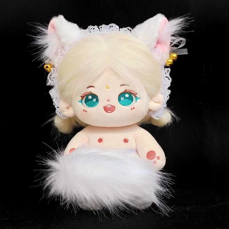 20cm cotton doll hand made small wild cat bell head band plush animal ear and tail set