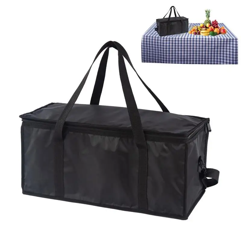 Large Capacity Insulated Grocery Bags Foldable Reusable Soft Cooler Bag Lightweight Hot Cold Takeout Food Delivery Bag