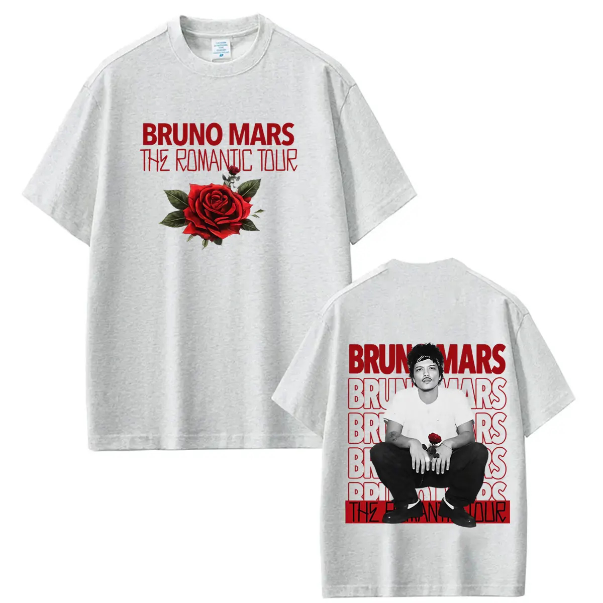 Bruno Mars The Romantic Tour 2026 Print T-Shirt Herren Damen Mode T-Shirts Kurzarm Baumwolle Ästhetischer Trend Hip-Hop T-Shirts – Detail 4