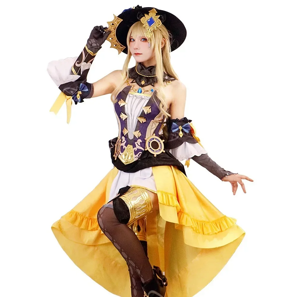 High Quality Navia Cosplay Costume Wig Hat Set Women Dress Uniform Halloween Carnival Party Outfit