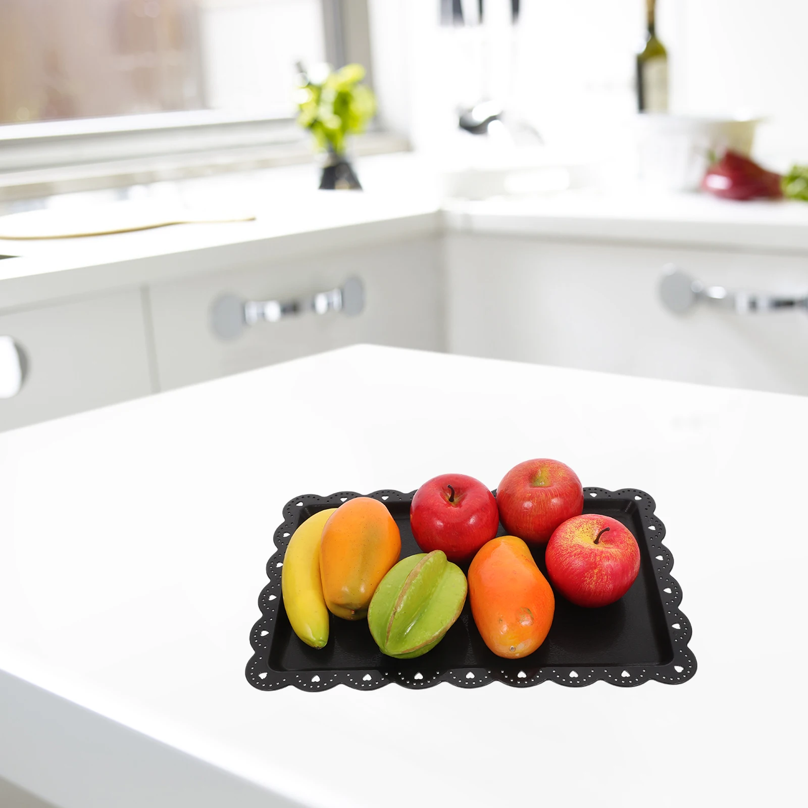

6pcs Decorative Serving Trays Large Reusable Plastic Rectangular Tray For Party Snacks Dessert Fruits Coffee Appetizers