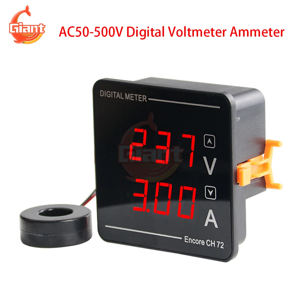 AC50-500V Digital Voltmeter Ammeter Dual Display Voltage Current Meter Tester Volt Detector Tester Monitor Current Transformer