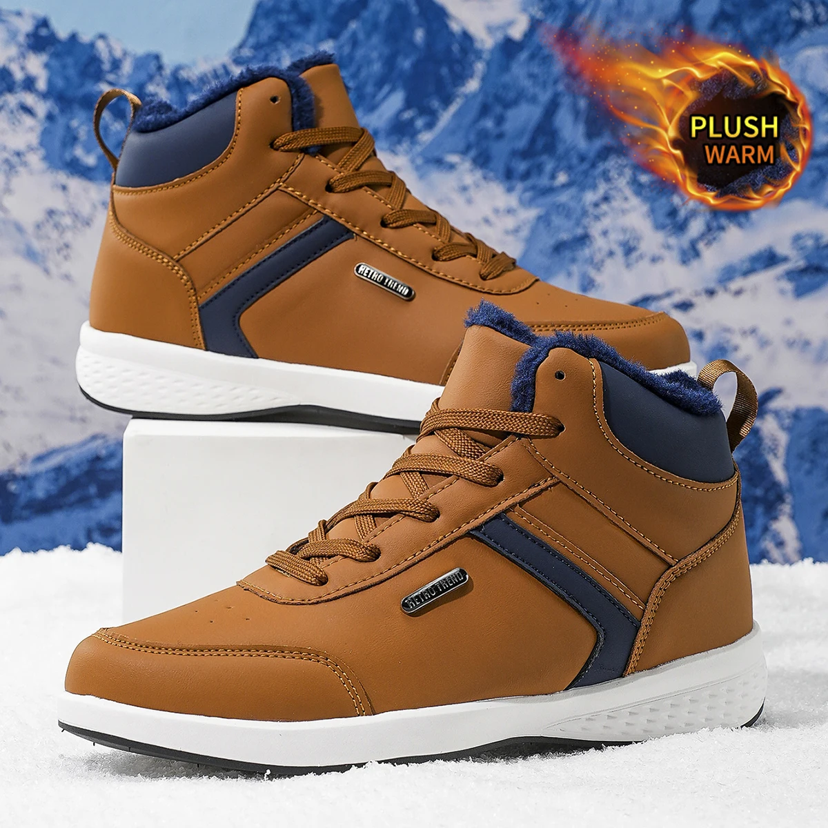 Herren-Sportschuhe in großen Größen mit Plüsch-Innenfutter, Outdoor-Wanderschuhe, bequeme, lässige, modische Trainingsschuhe für Paare – Detail 9