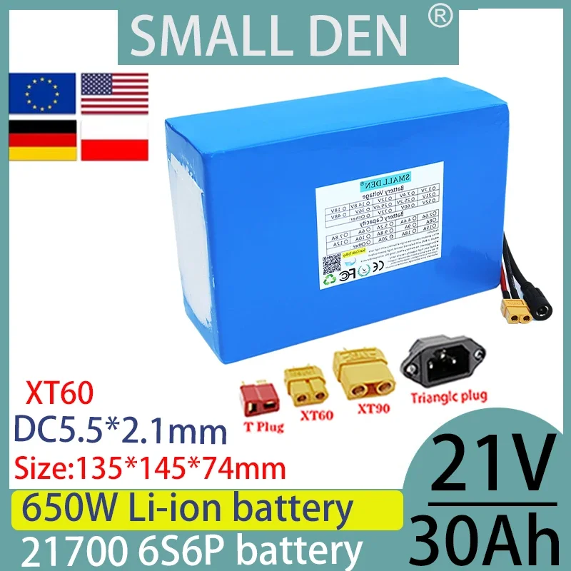 21V 30ah 21700 6S6P Lithium ion Battery Pack Electric Suitable for Tool Battery Outdoor Backup Battery Solar Outdoor+2a charger