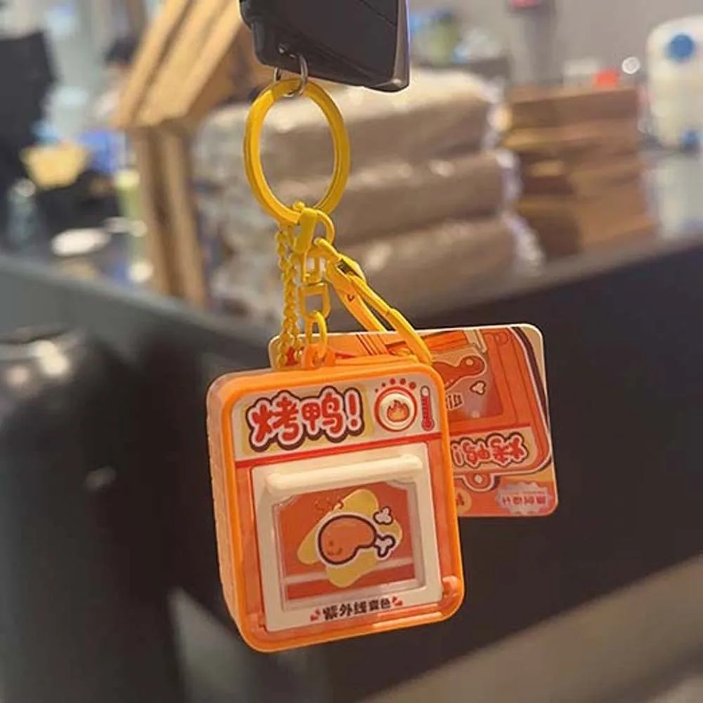 Creative Color Changing Key Chain Miniature Funny Simulation Food Key Ring Portable Lightweight Mini Oven Kids