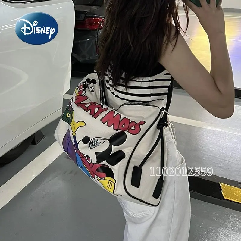 Disney Mickey New Women\'s Travel Bag Cartoon Fashion Women\'s Travel Handbag Large Capacity Canvas One Shoulder Crossbody Bag