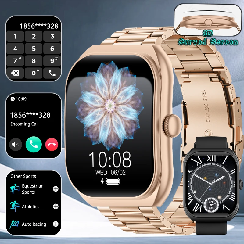 

LIGE Новые 2.01” HD Смарт-часы для женщин Bluetooth Звонок Смарт-браслет 3D изогнутый экран Мониторинг сердечного ритма Мужские Смарт-часы для подарка