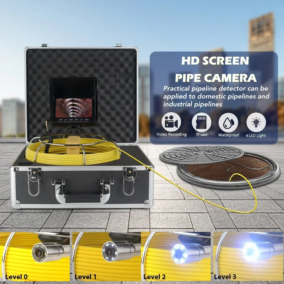 Industrial pipeline endoscope 518D 18MM HD 1080P camera 5'' LCD screen With DVR 8GB Video inspection equipment IP68 waterproof