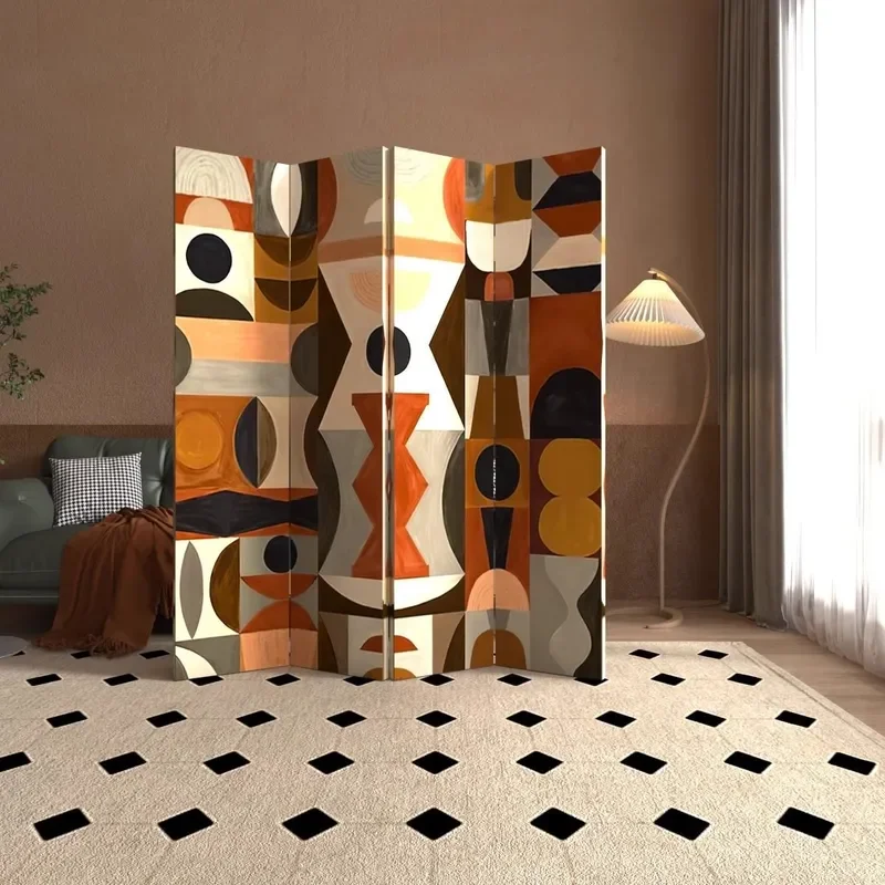 European Style Solid Wood Screen Partition for Living Room French Simple Modern Movable Self-Installed Board for Sofa
