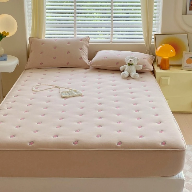 Pure cotton cotton yarn yarn non-slip single piece soybean bed sheet three-piece set