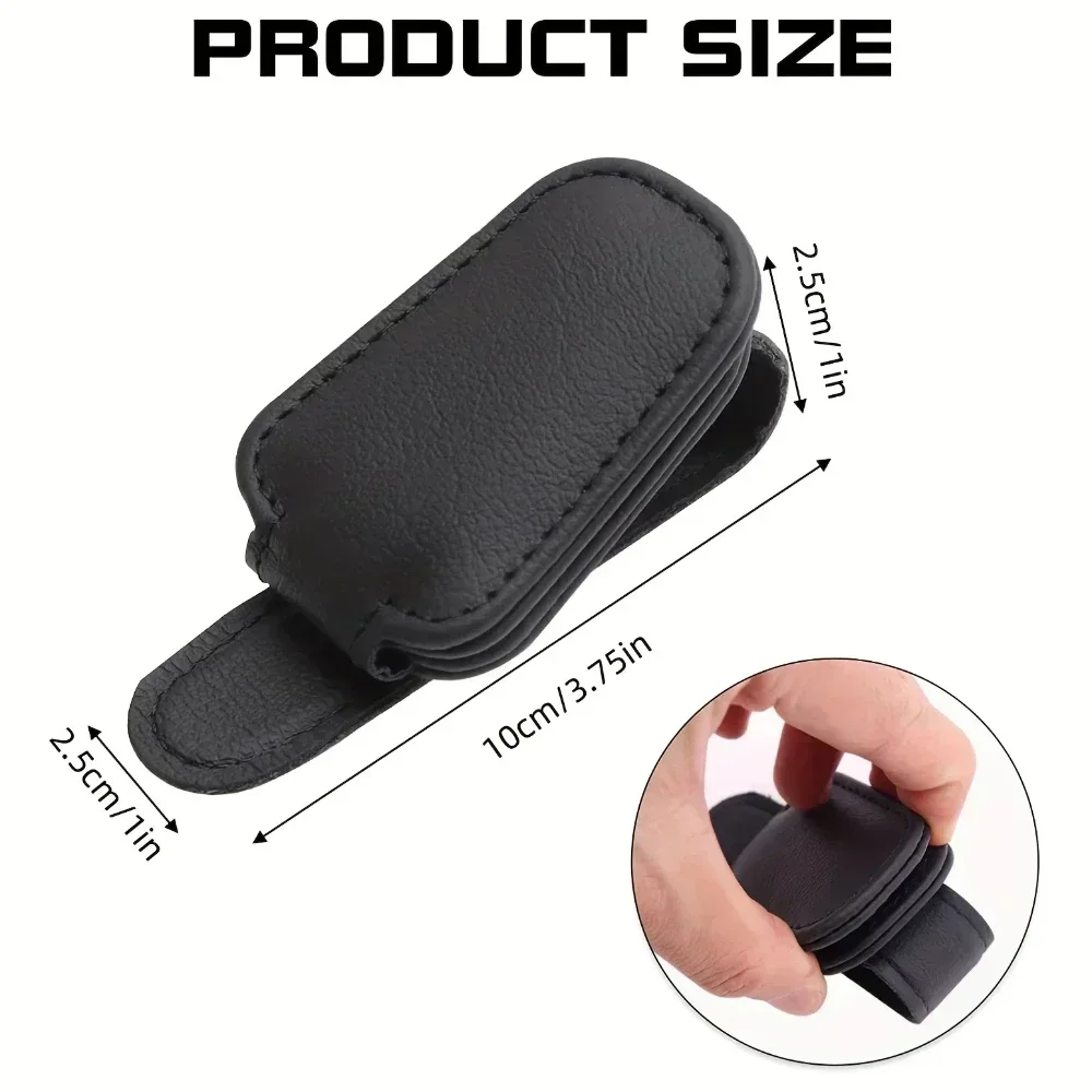 Car Sun Visor Clip Glasses Cards Case Auto Sunglasses Visor Glasses Holder Sunglasses Bracket Holder Pu Leather Glasses Support