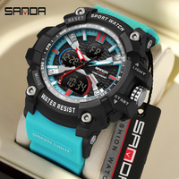SANDA Quartz Watch Waterproof Wrist watch for Men Double Display Electron LED Clock Men's Sports Watches Military Style Clock