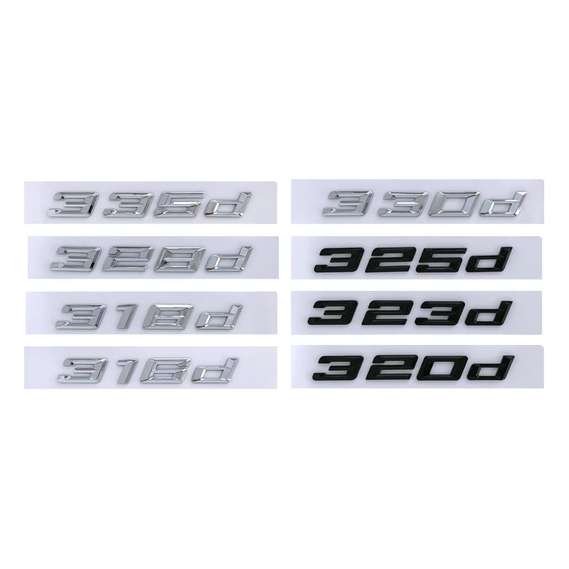 

3d ABS Chrome Black Logo 318d 316d 323d 325d 328d 330d 335d 320d Emblem Letters Car Trunk Sticker For E90 E46 F30 Accessories