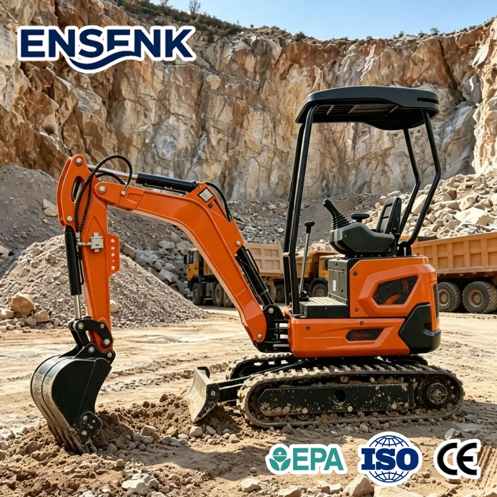 Mini Excavator 0.8Ton With Trencher And 13.5HP Diesel Engine For Construction Hoflader Use Escavatori Digger Agricultural