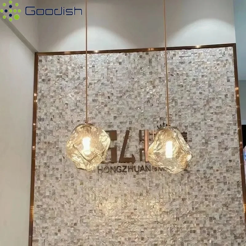 Modern Minimalist Nordic Ice Crystal Glass Stone LED Pendant Lights Art Creative Lamp for Living Room Home Decoration Chandelier
