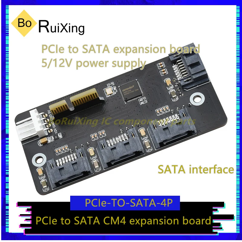 1PCS/LOT PCIe-TO-SATA-4P Expansion Card PCIe To SATA High-speed 4-way SATA Interface 5 12V Power Supply CM4