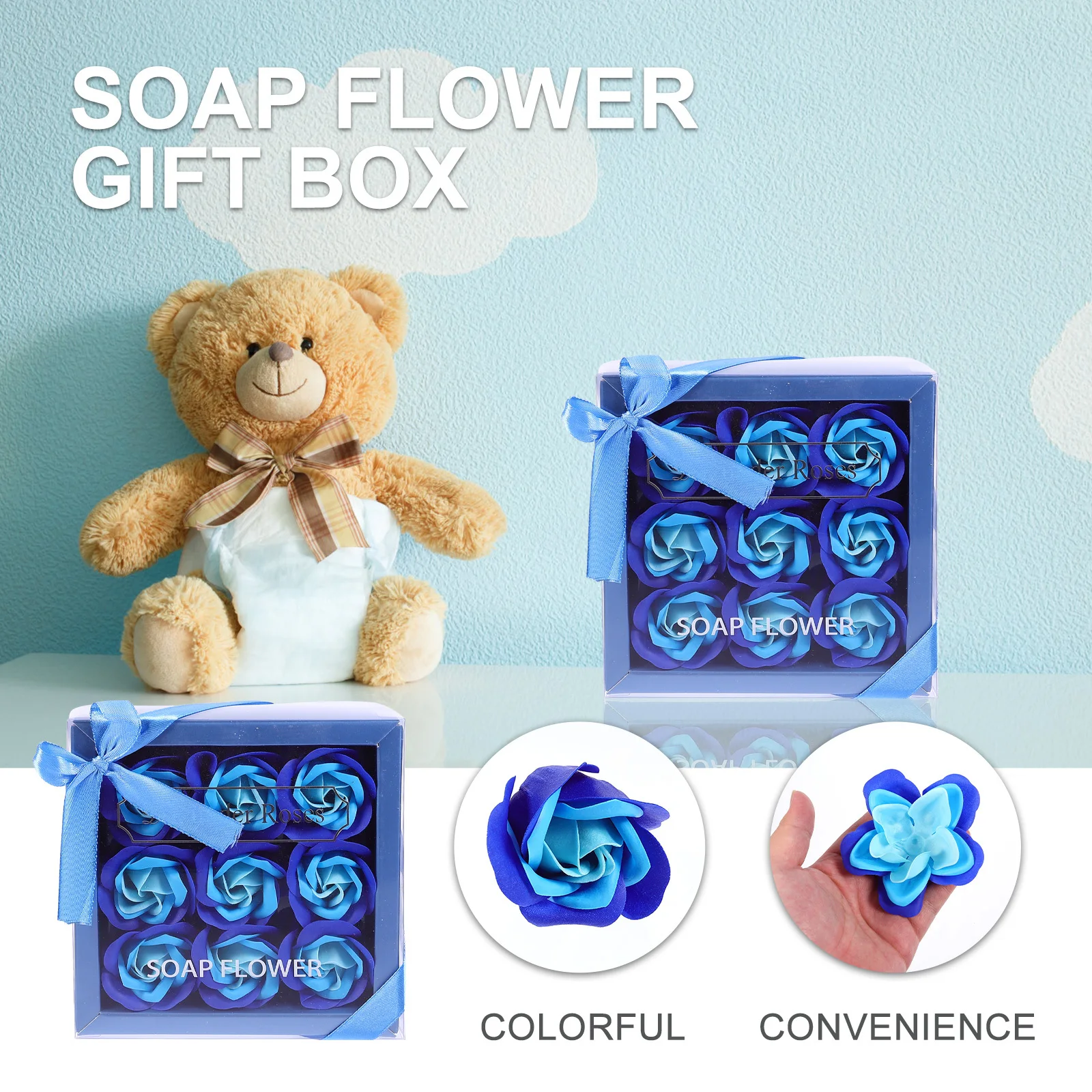 

1 Box Soap Flower Gift Box Realistic Artificial Rose Arrangement Long-Lasting Fragrant Decorative Soap Roses for Romantic Gift