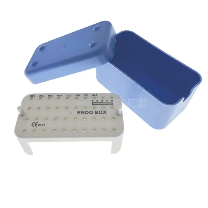 Dental Endo Box With Ruler 40 Holes Blocks Stand for Endo Files Autoclavable Sterilization Case