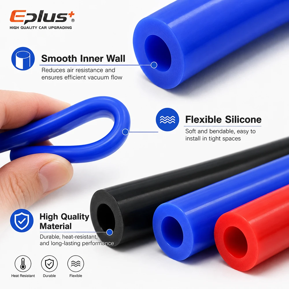 EPLUS Universal 1,5 Meter Rot Blau Schwarz Silikon-Vakuumschlauch ID 3mm-12mm Hitzebeständig Flammhemmend Auto Motorrad Schlauch – Detail 5