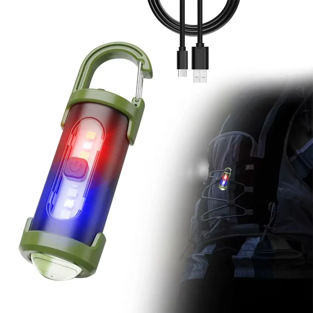

Mini Keychain Flashlights with Red&Blue Light USB Rechargeable Work Light Ultra Bright Camping Lantern for Searching Hiking