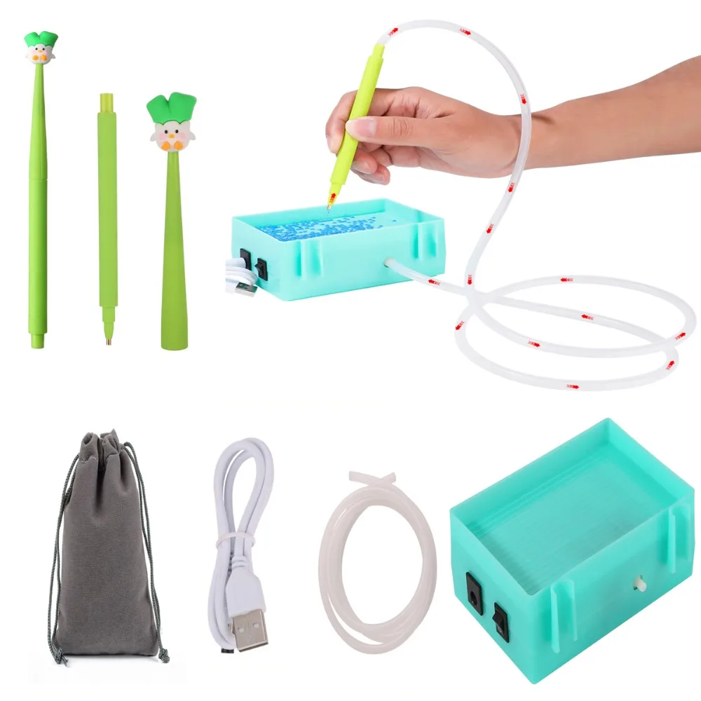 NONE DIY Handwerk Vakuum Diamant Malerei Stift Kits Langlebige und stabile Perlenplatten Diamant Malerei Werkzeug Ablagefach USB-Kabel 10
