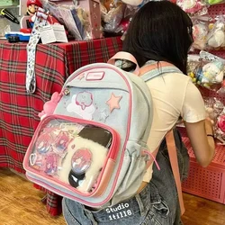 Ita Bag Sweet Transparent Backpacks for Women New Embroidery School Bag 2024 Autumn Display Canvas Rucksack Cute Bolsas Сумка