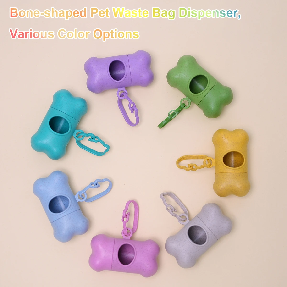 Pet Dog Cleaning Supplies Bone Shaped Pet Garbage Bag Dispenser for Dogs Carrying Cleaning Supplies When Going Out (7 Colors)