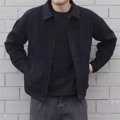 

Thiened Fce Autumn Winter Wearable Denim Jaet for Men Youth Sle Workwear Jaet Stand Fit Long Sve Zipper Closure