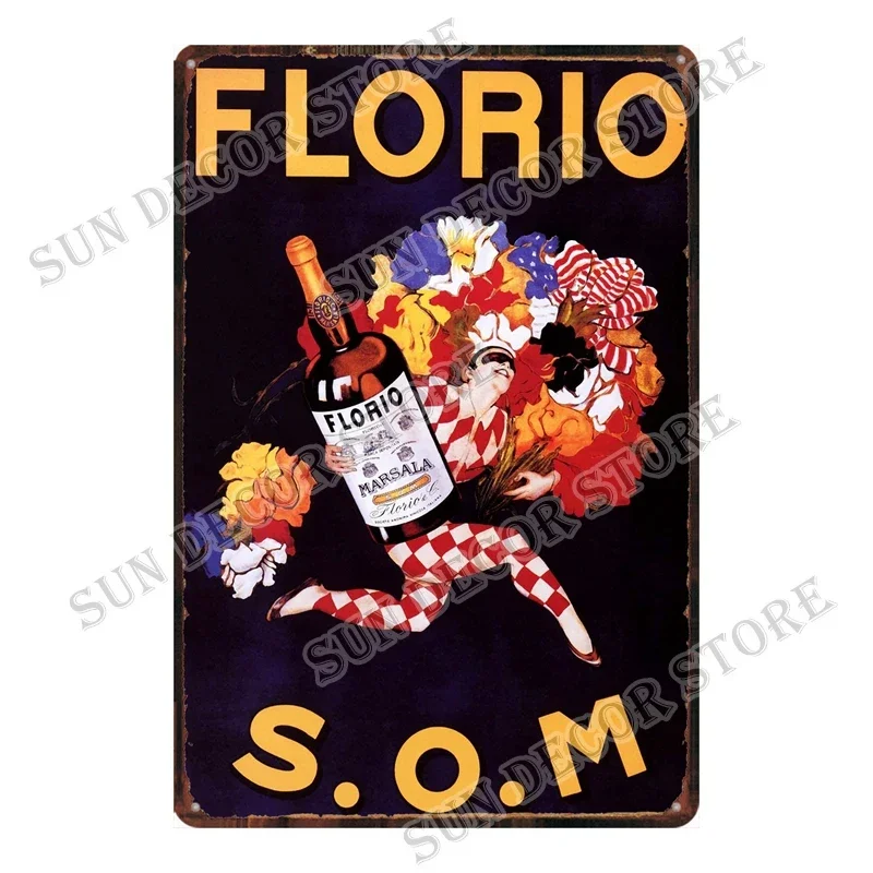 JEREZ FLORIO Spanish Wine Retro Metal Sign Plaque Vintage Tin Wall Decor Club Man Cave Bar Decoration Plates 8X12 Inch  A-2348