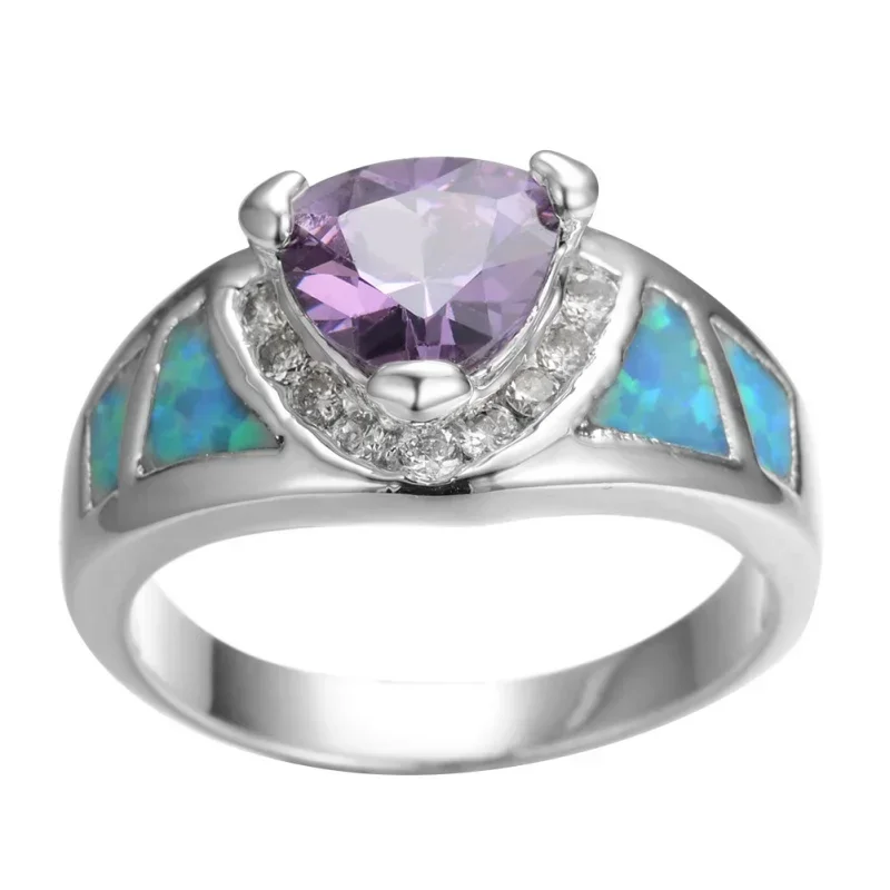 2025 New Non Fading High-end Triangle Purple Zircon Ring, Blue Australian Treasure Women's Versatile Jewelry and Accessories