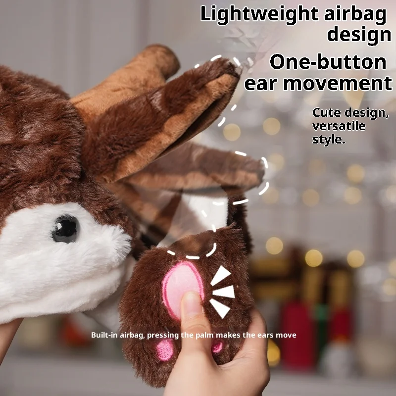 움직이는 귀 크리스마스 장식 산타클로스 순록 모자 파티 헤드웨어 성인 및 어린이용 귀여운 선물 휴일에 이상적