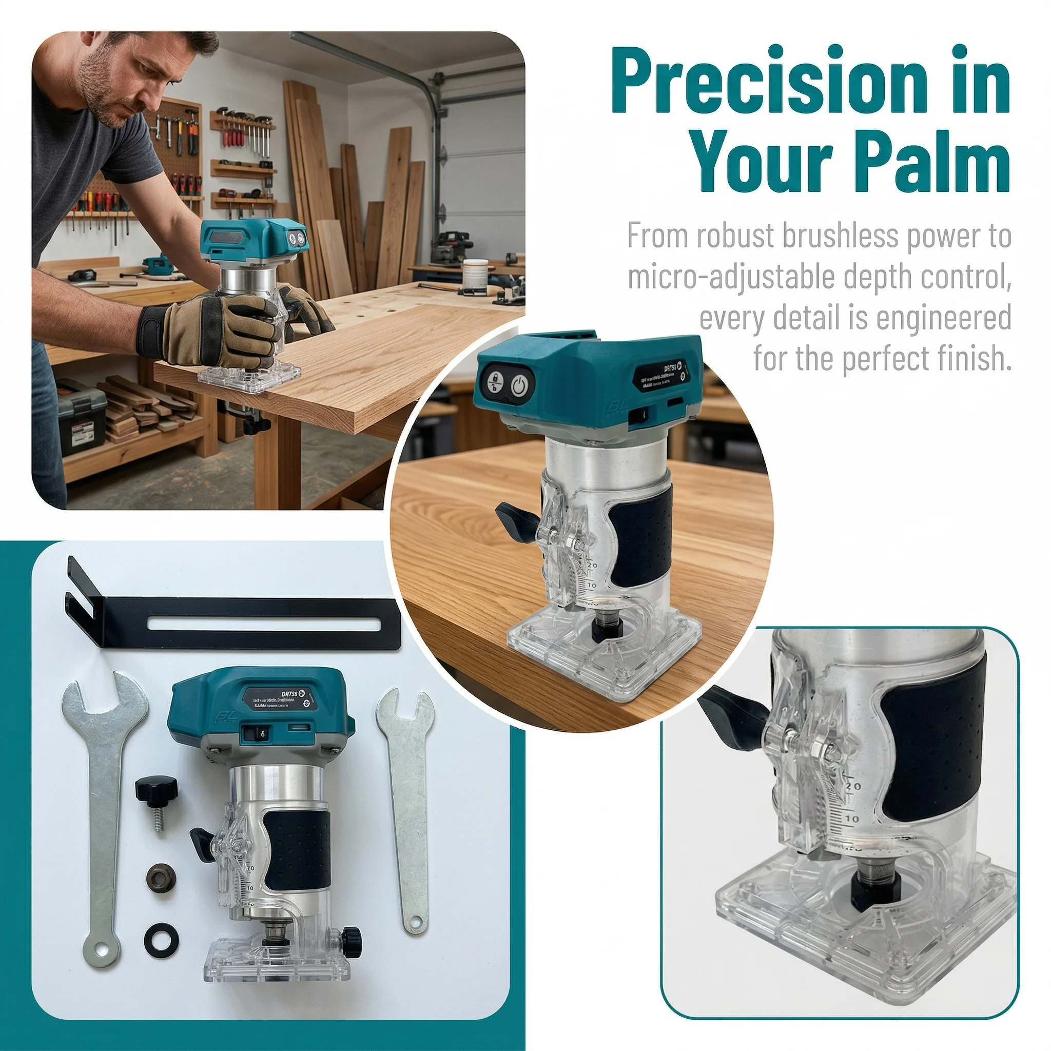 Makita DRT50 18V LXT Brushless Cordless Trimmer Bare Tool Professional Woodworking Grooving Milling Edge Trimming Tool