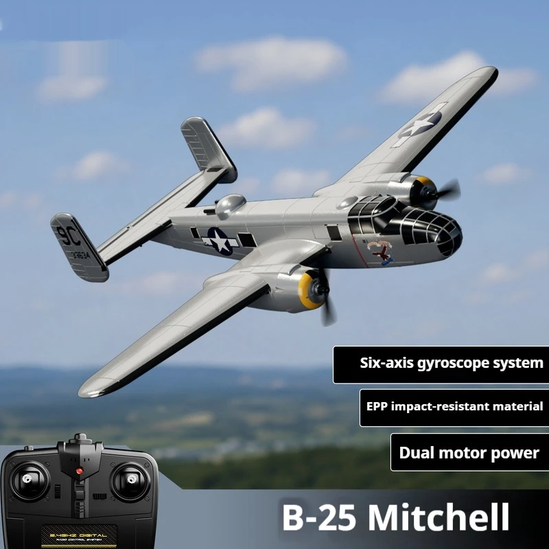 Volantex B25 Mitchell Bomber RC Fighter 2.4G 3CH Double Motor RC Plane One Key Aerobatic Aircraft XPILOT Stabilization 76210