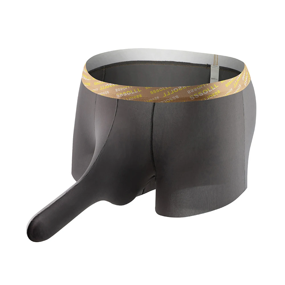 الرجال الملابس الداخلية Boxershorts تنفس مطاطا الفيل الأنف المثيرة الملابس الداخلية الجليد الحرير طويل شبكة سراويل سلس