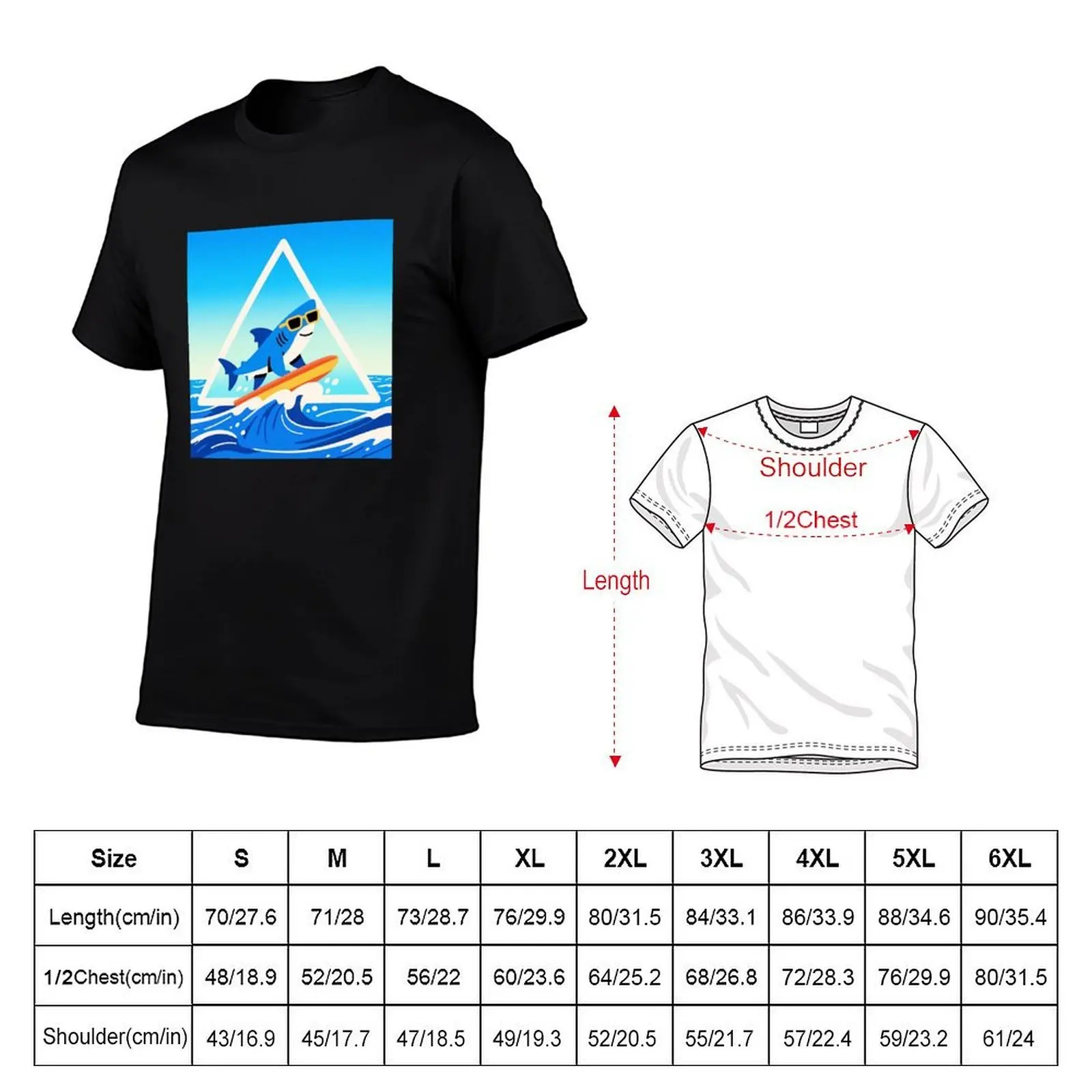 Surfing Shark T-Shirt graphic tee shirt customs boys whites Men's t-shirt