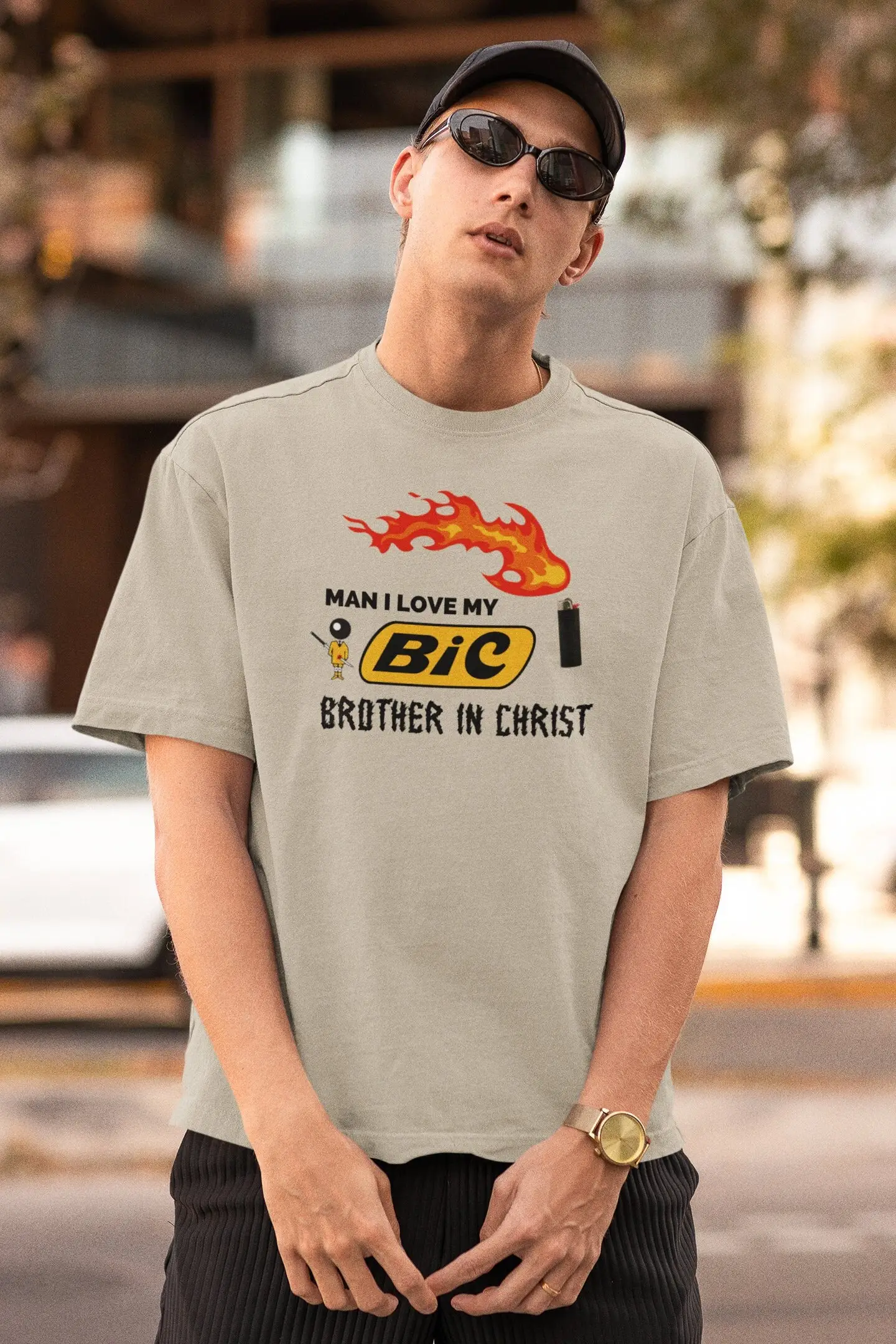 Mann ich liebe mein bic T-Shirt lustiges Feuerzeug Zitat unscharnier Meme Offensive unhöflich Ketamin Droge dumm