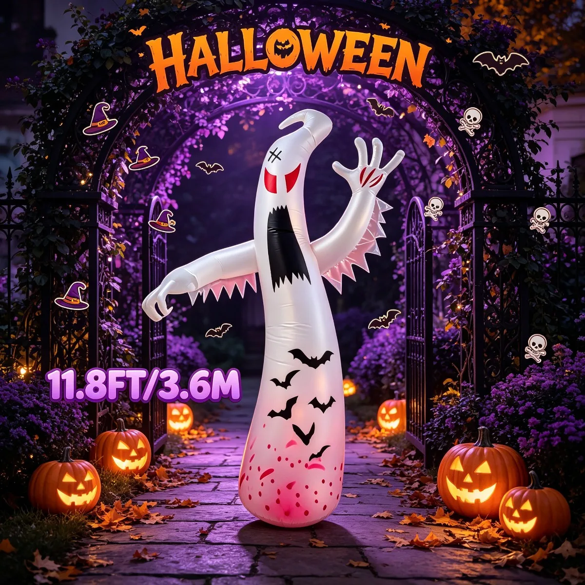 Halloween Giant Light Up Ghost Inflatable Outdoor Holiday Decorations Garden Decor
