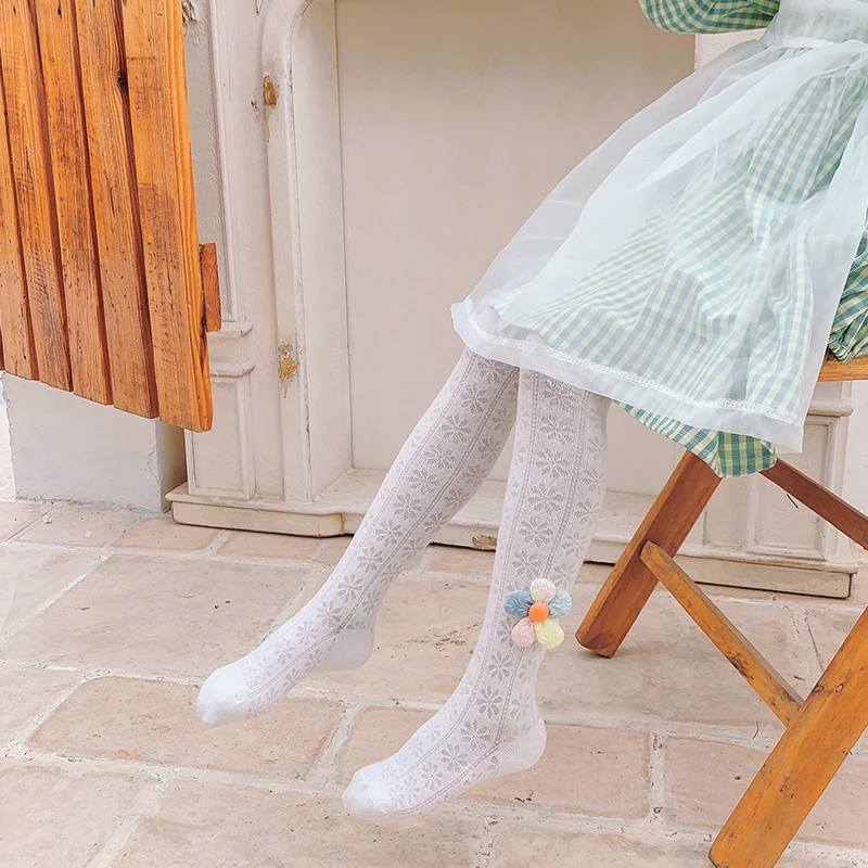 

A pair of soft and comfortable summer girls' tights with sweet and versatile colorful floral mesh; Korean style