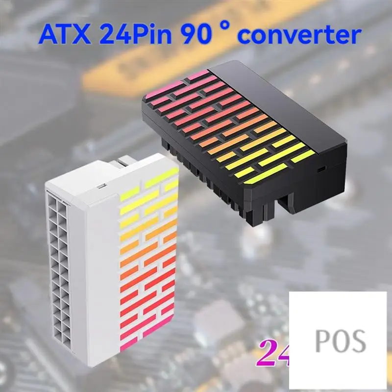 ATX 24-Pin 90 °   Stromanschluss-Adapter, 5 V, 3-polig, ARGB, 24-polig, Buchse auf Stecker, 90 °   Netzteil DIY für Desktops PC-POS