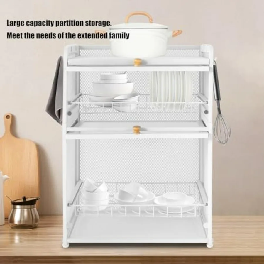 Stendino per piatti, stendino per piatti da cucina, portaposate a 3 livelli, scolapiatti con coperchio, coperchio scolapiatti staccabile