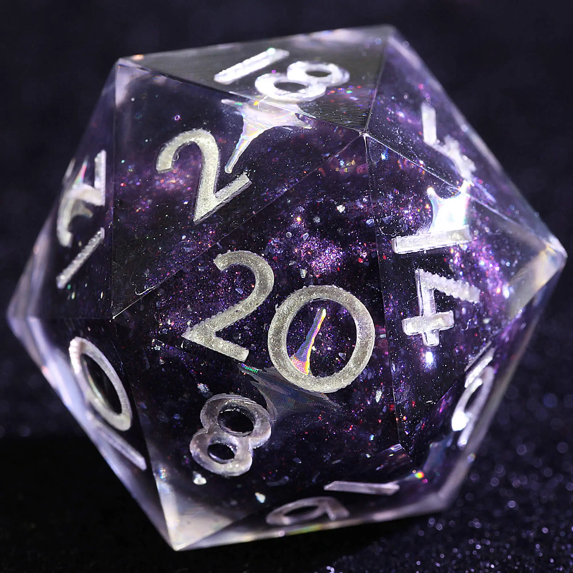 

9 Polyhedral Resin Dice DnD Set Void Star Silver