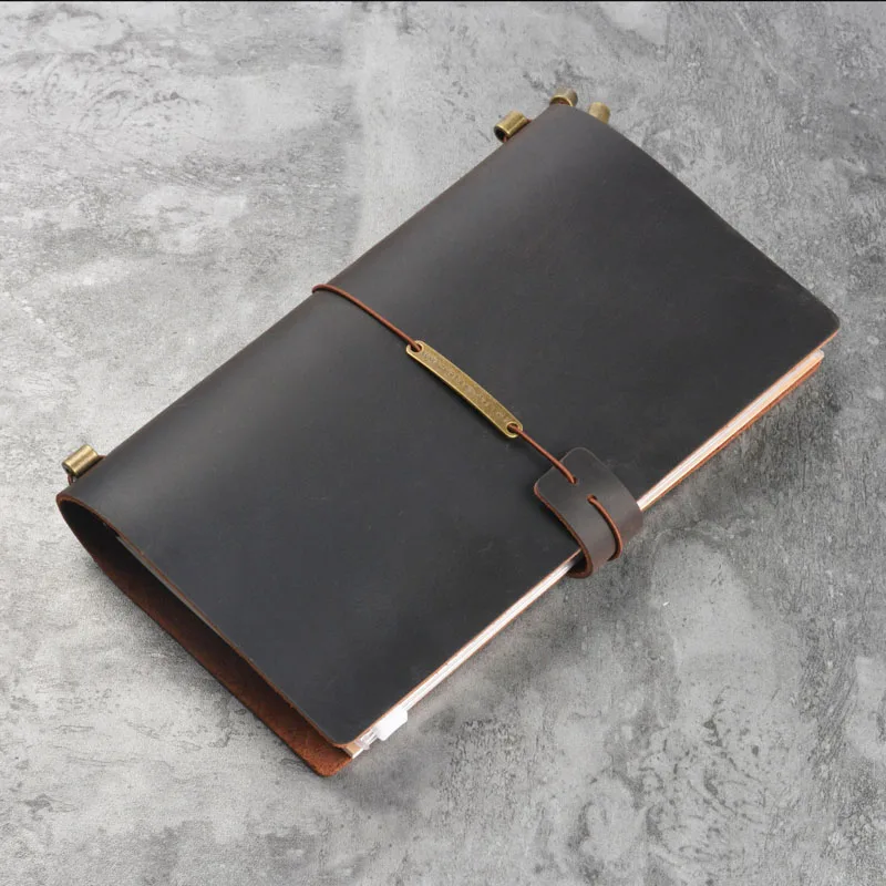 Feutren – carnet de voyage rétro en cuir, fait à la main, en forme de cheval fou, en cuir de vache, pour journal intime
