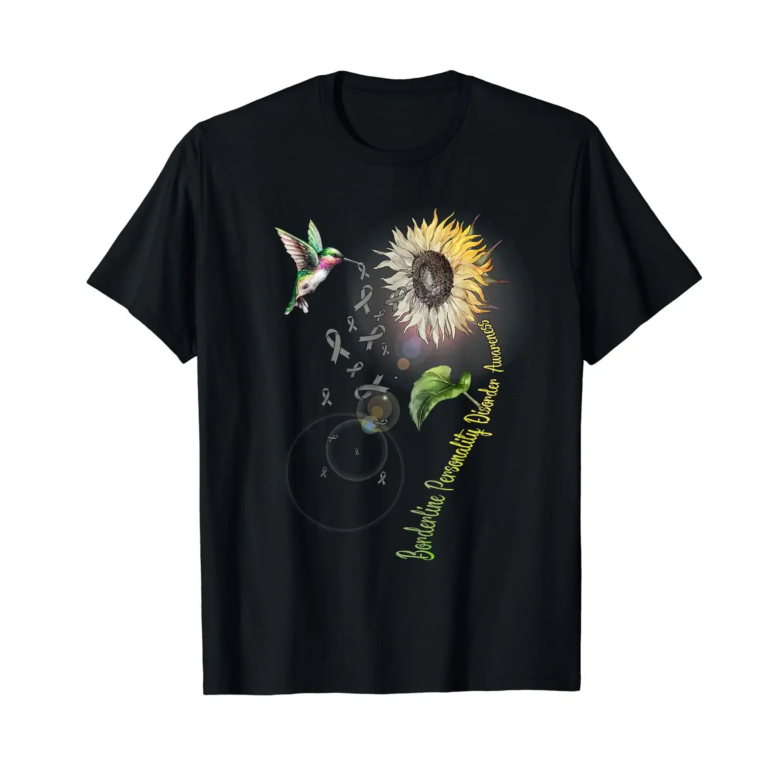 Borderline Personality Disorder Sunflower Hummingbird T Shirt vintage Washed homme Unisex Stylish Slightly Breathable fashion