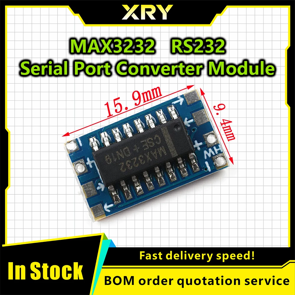 XRY MAX3232 RS232 to TTL Serial Port Converter Module TX RX VCC GND Female DB9 Connector 3.3V-5.5V MAX232 Flashing Board