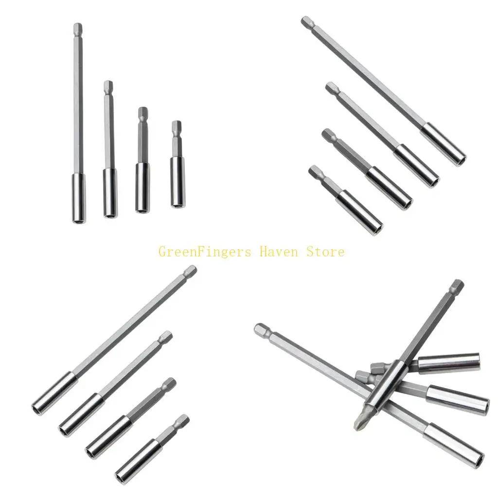 F68D 4Pcs Extension Socket Drill Bit Holder 1/4inch Hexagonal Screwdriver Tip Holder Screwdriver Bit Holder