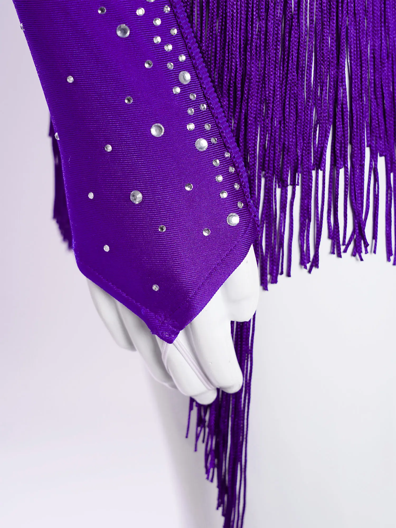 Dziewczęca sukienka trykotowa do łyżwiarstwa figurowego, tańca latynoamerykańskiego, cha-chy, samby, tańca towarzyskiego, z długim rękawem, błyszczącymi dżetami, frędzlami, body, odzież taneczna.